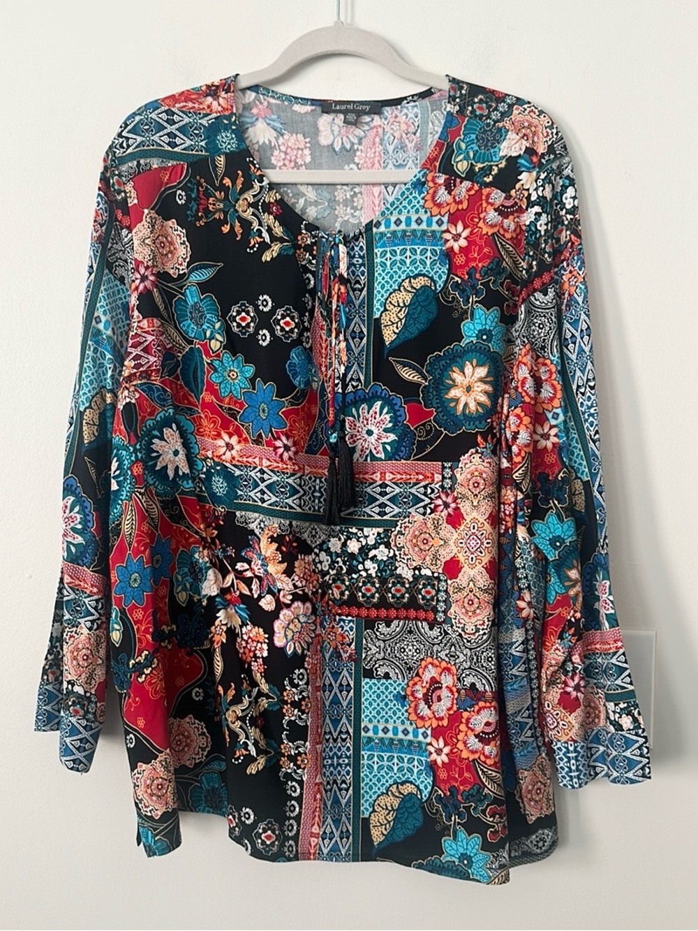Laurel Grey Floral Tunic Top XXL